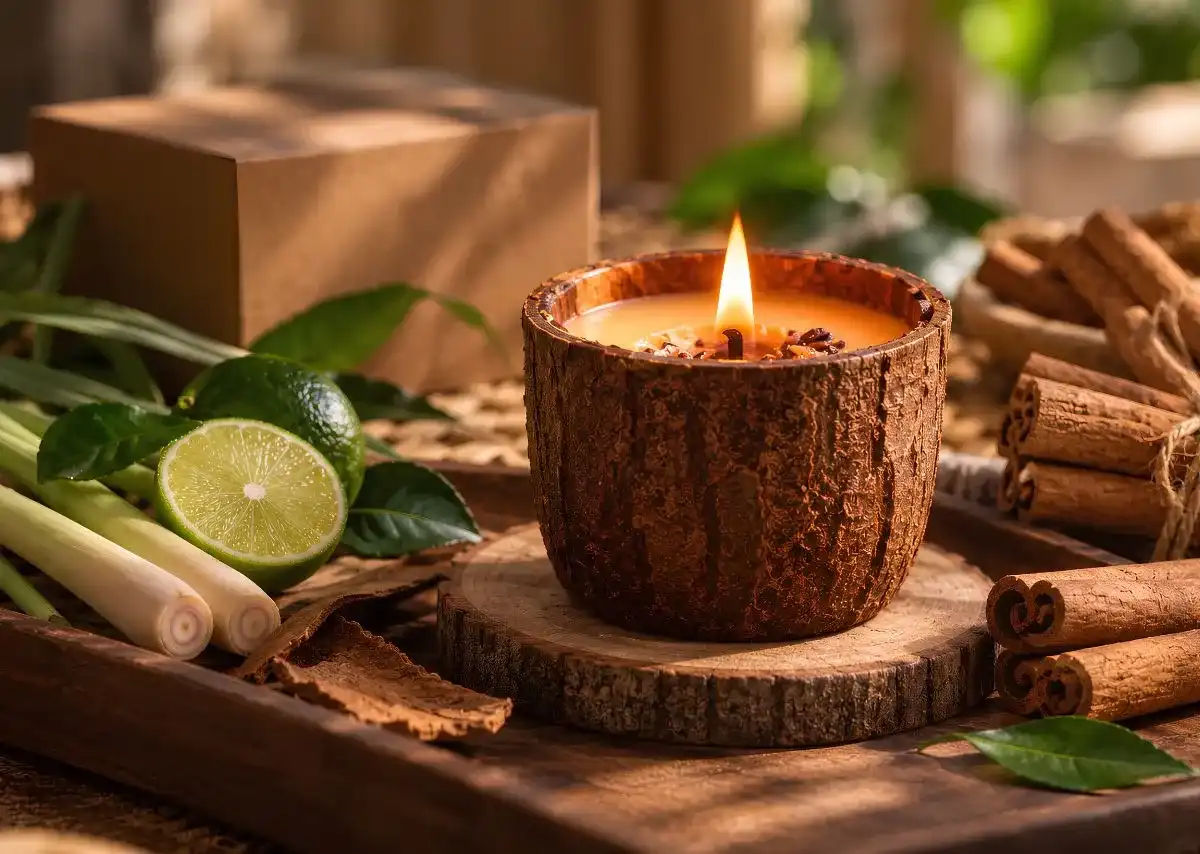 Nến vỏ quế ho&agrave;n thiện tầng hương cuối trong bộ x&ocirc;ng nh&agrave; VIZEN.