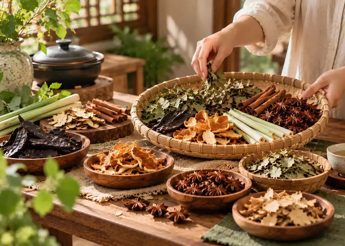 Chuẩn bị thảo mộc tự nhi&ecirc;n cho qu&aacute; tr&igrave;nh x&ocirc;ng nh&agrave; tẩy uế.