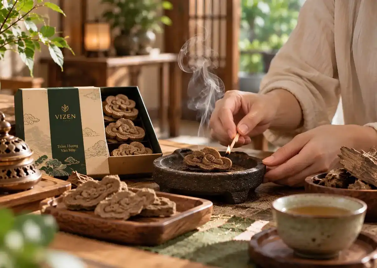 Chuẩn bị trầm hương tự nhi&ecirc;n để x&ocirc;ng nh&agrave; tẩy uế đ&uacute;ng c&aacute;ch.
