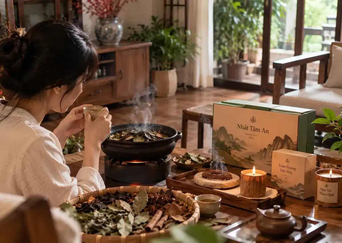 Trải nghiệm x&ocirc;ng nh&agrave; tẩy uế c&ugrave;ng bộ chăm s&oacute;c kh&ocirc;ng gian 3 tầng hương VIZEN từ thảo mộc Việt.