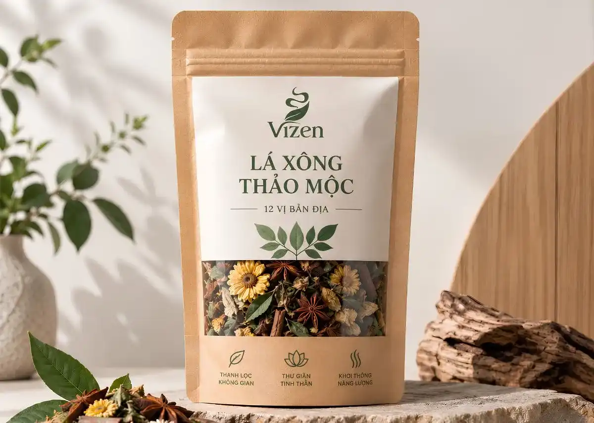 L&aacute; X&ocirc;ng Thảo Mộc &ndash; Bước Thanh lọc với 12 loại thảo mộc Việt trong bộ An Gia Tịnh Thất.
