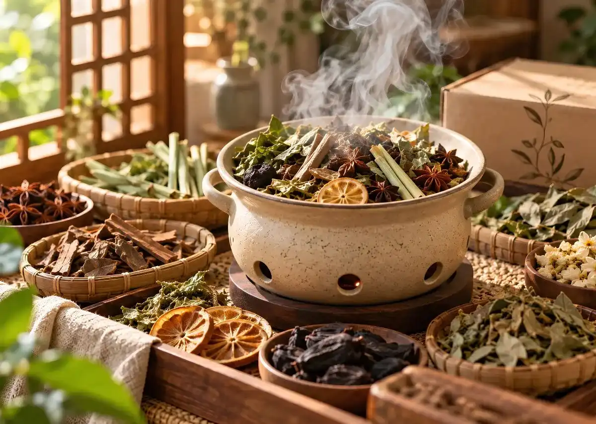 L&aacute; X&ocirc;ng Thảo Mộc mở đầu bước Thanh lọc trong bộ x&ocirc;ng nh&agrave; VIZEN.
