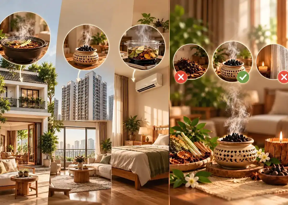 Lựa chọn c&aacute;ch x&ocirc;ng nh&agrave; tẩy uế ph&ugrave; hợp với từng kh&ocirc;ng gian, ưu ti&ecirc;n sử dụng vừa đủ v&agrave; an to&agrave;n.