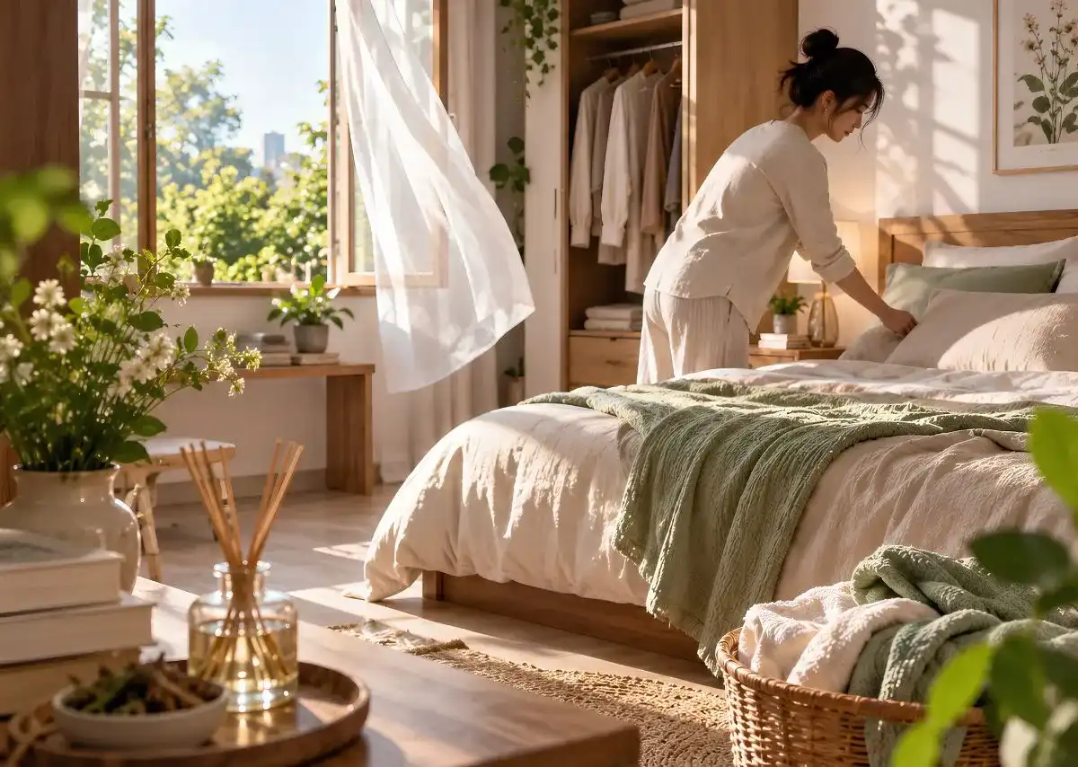 C&aacute;ch l&agrave;m thơm ph&ograve;ng ngủ tự nhi&ecirc;n n&ecirc;n bắt đầu từ việc giữ kh&ocirc;ng gian sạch sẽ
