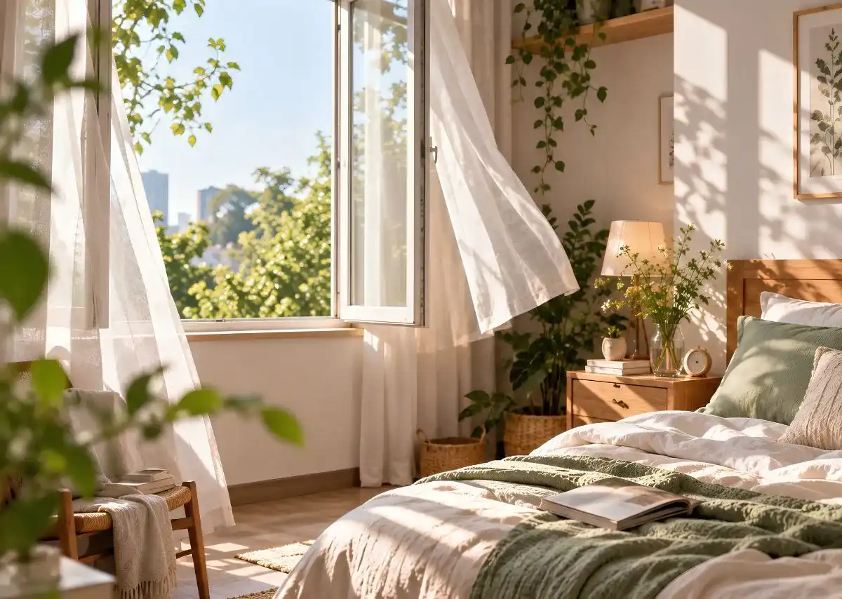 C&aacute;ch l&agrave;m thơm ph&ograve;ng ngủ tự nhi&ecirc;n bắt đầu từ việc giữ kh&ocirc;ng gian lu&ocirc;n th&ocirc;ng tho&aacute;ng.