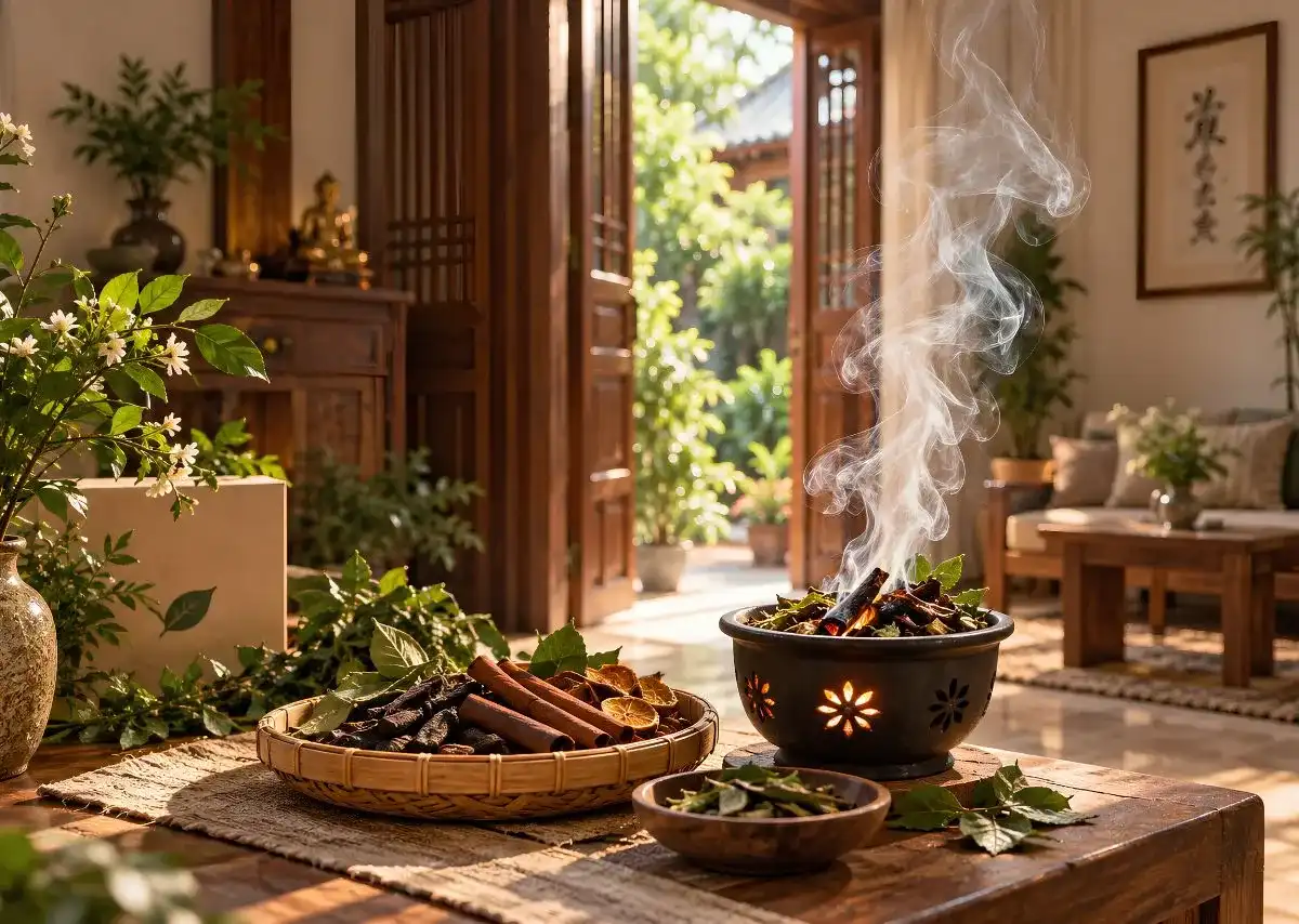C&aacute;ch x&ocirc;ng nh&agrave; tẩy uế bằng thảo mộc gi&uacute;p tạo hương v&agrave; l&agrave;m mới kh&ocirc;ng gian sống.