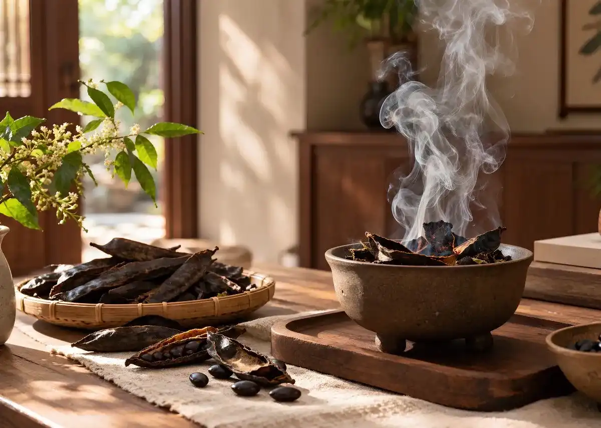 X&ocirc;ng nh&agrave; xả xui bằng bồ kết l&agrave; một c&aacute;ch x&ocirc;ng nh&agrave; tẩy uế gắn với quan niệm d&acirc;n gian.