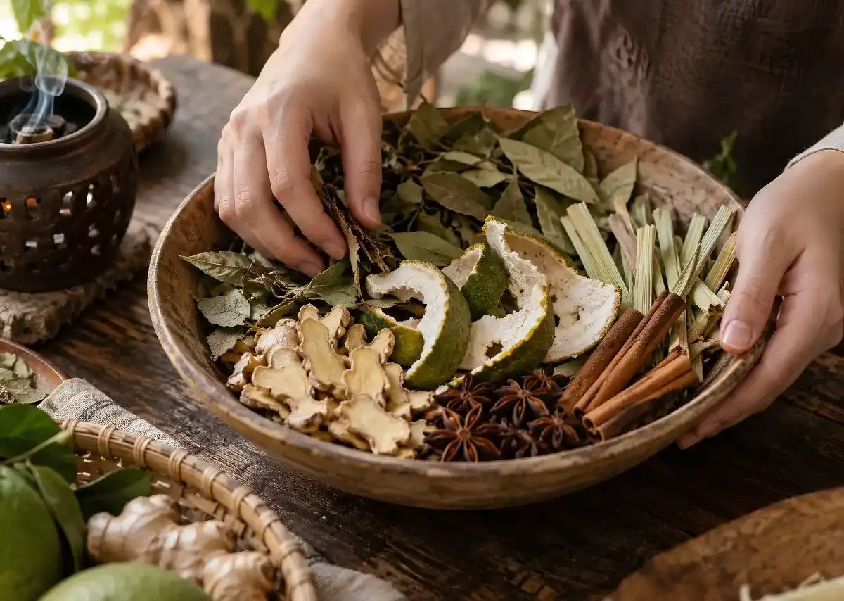 Thảo mộc x&ocirc;ng nh&agrave; dạng kh&ocirc; dễ bảo quản l&acirc;u hơn nhờ c&oacute; độ ẩm thấp hơn l&aacute; tươi.