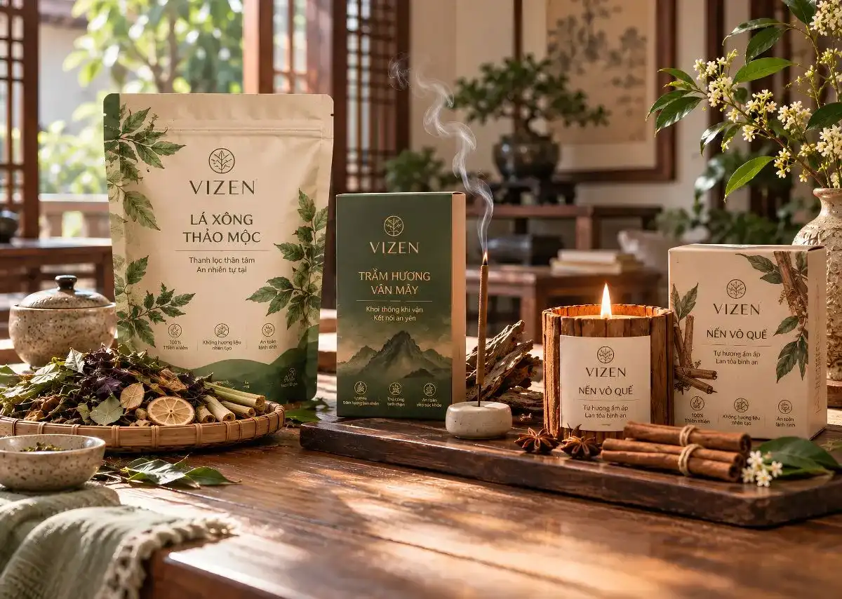 Bộ 3 sản phẩm VIZEN cho h&agrave;nh tr&igrave;nh 3 tầng hương
