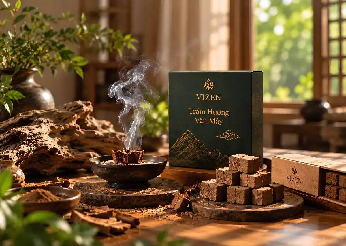 Trầm hương V&acirc;n M&acirc;y VIZEN &ndash; tầng hương Khơi th&ocirc;ng cho kh&ocirc;ng gian.