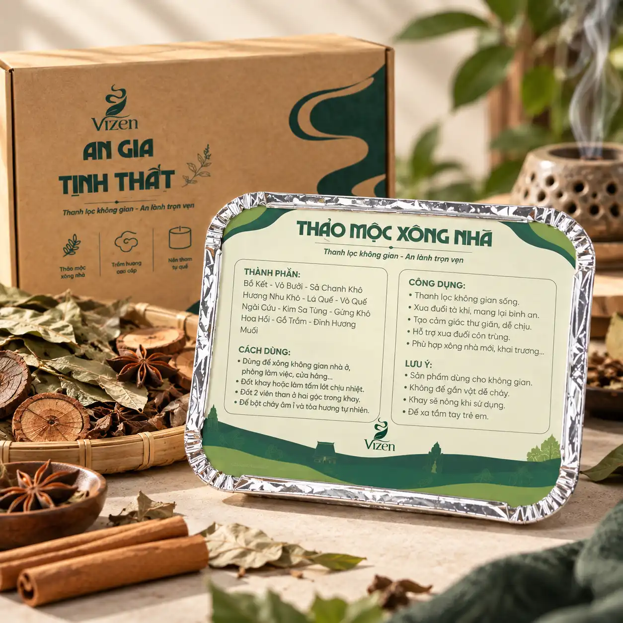 Bộ thảo mộc x&ocirc;ng nh&agrave; VIZEN &ndash; gợi &yacute; cho c&aacute;ch x&ocirc;ng nh&agrave; chung cư hiện đại.