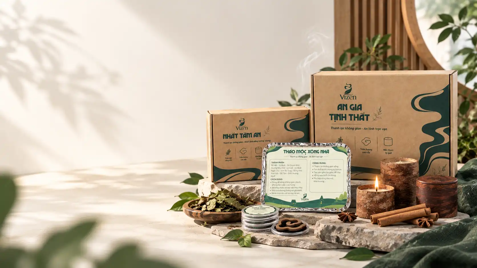 Nhất T&acirc;m An v&agrave; An Gia Tịnh Thất &ndash; hai combo VIZEN d&agrave;nh cho nhu cầu chăm s&oacute;c kh&ocirc;ng gian kh&aacute;c nhau.