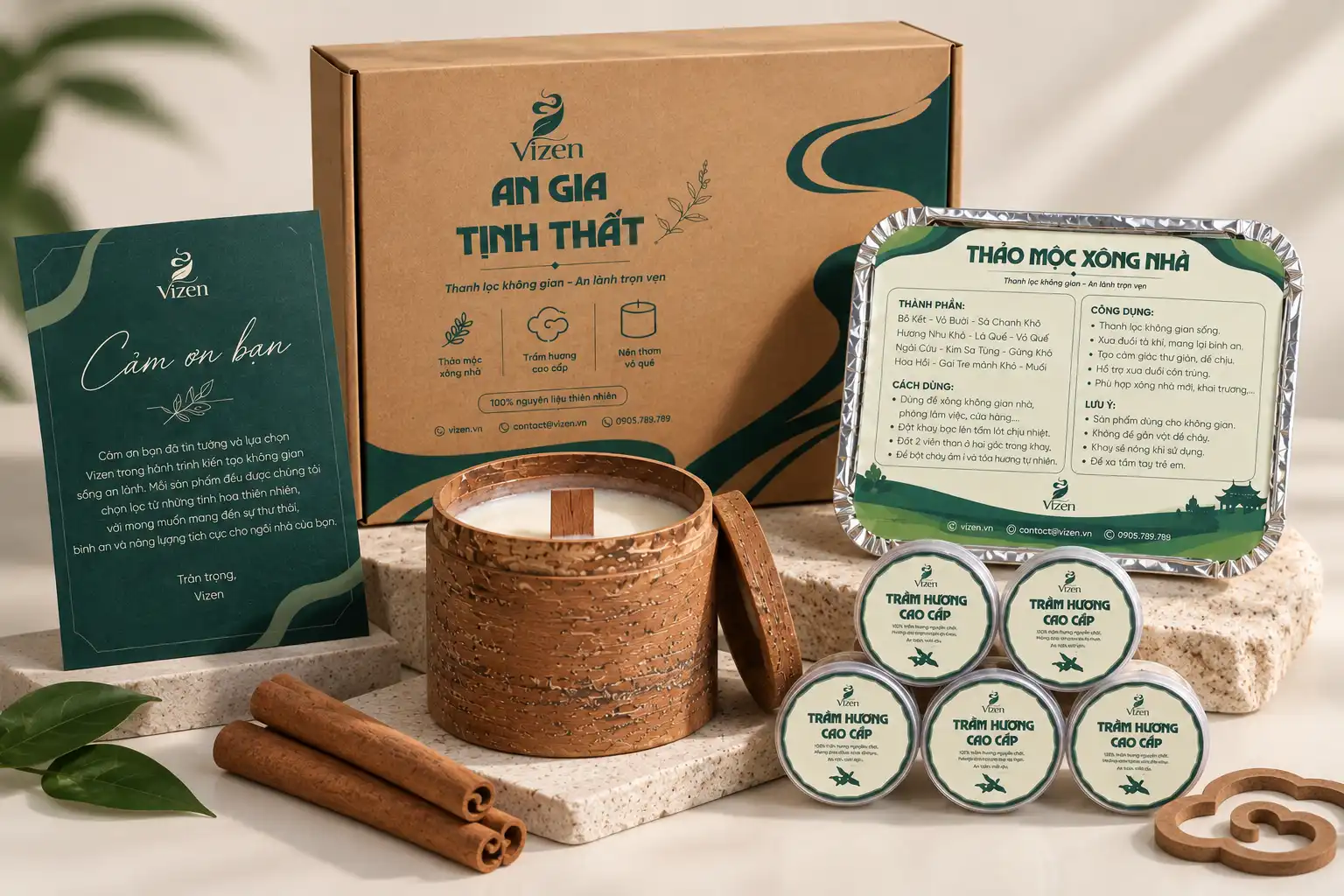 Nến thơm vỏ quế VIZEN ho&agrave;n thiện Bước 3 &ndash; Tụ hương, mang sắc hương quế Tr&agrave; Bồng